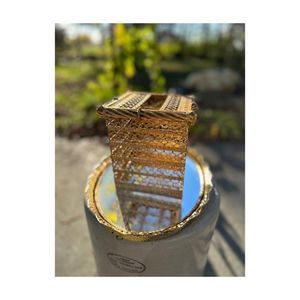 Vintage Hollywood Regency Brass Tissue Box Hold Gold Ornate 1960s